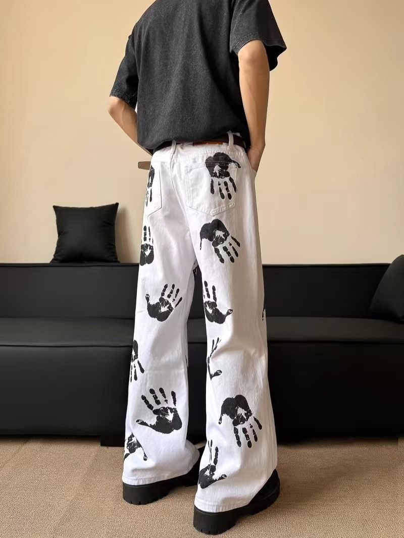 Japanese Brand × Jean Street hip-hop palm print baggy jeans Size US 30 / EU 46 - 1 Thumbnail