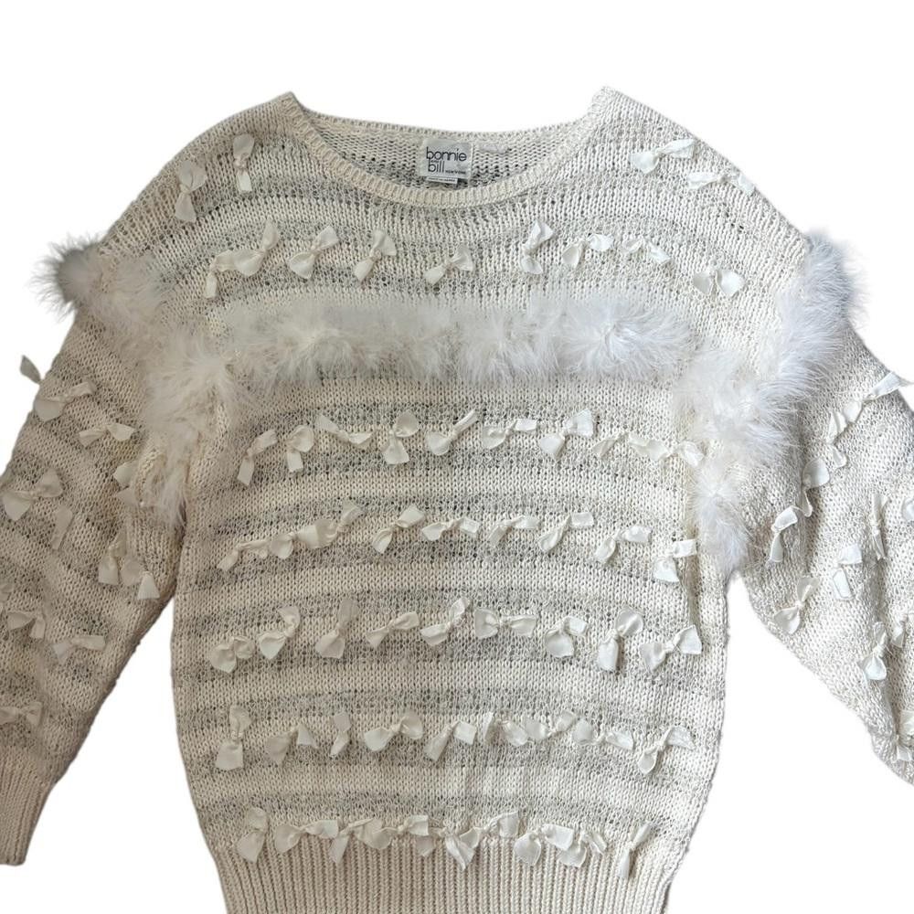 Designer × Vintage Bonnie and Bill Made in Korea Vintage Bows/Fur Knit Sweater Size S / US 4 / IT 40 - 4 Thumbnail