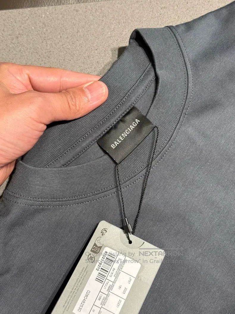 Balenciaga Balenciaga Embroidered Cola Logo Gray-Blue Round Neck Shor Size US M / EU 48-50 / 2 - 4 Thumbnail