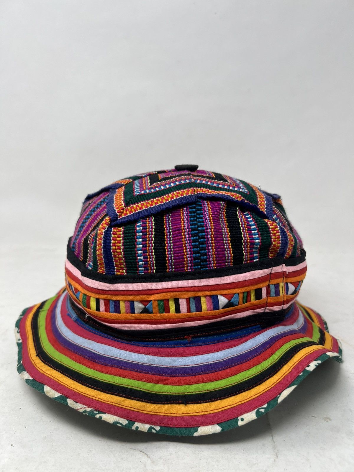 If Six Was Nine Hippie Hobo Patchwork Woven Geometric Hat Cap Size ONE SIZE - 2 Thumbnail