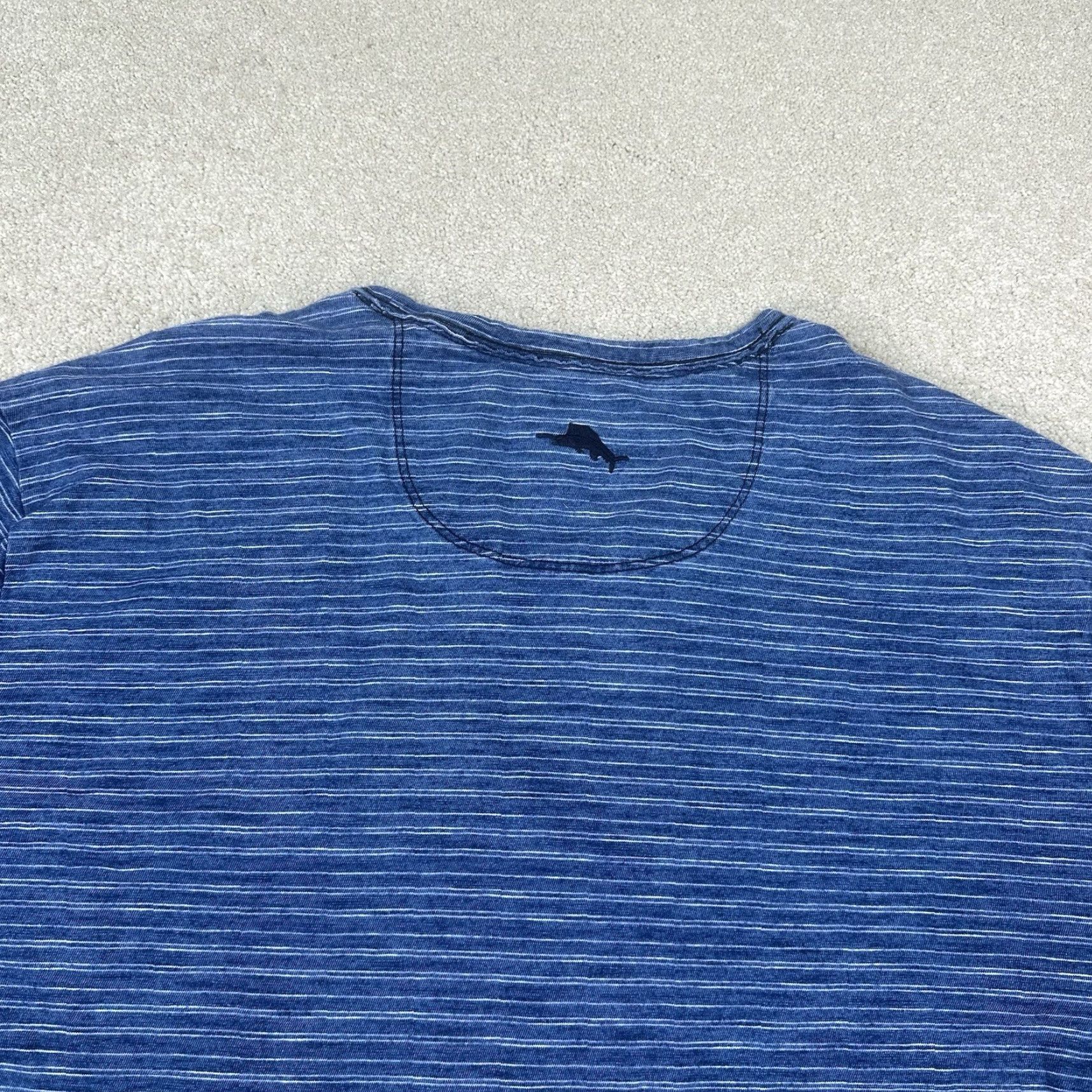 Tommy Bahama Tommy Bahama Shirt Mens 2XL 2XL Blue Striped Crew Neck Short Sleeve Cotton Spandex Knit Logo Vintage No Size US XXL / EU 58 / 5 - 4 Thumbnail