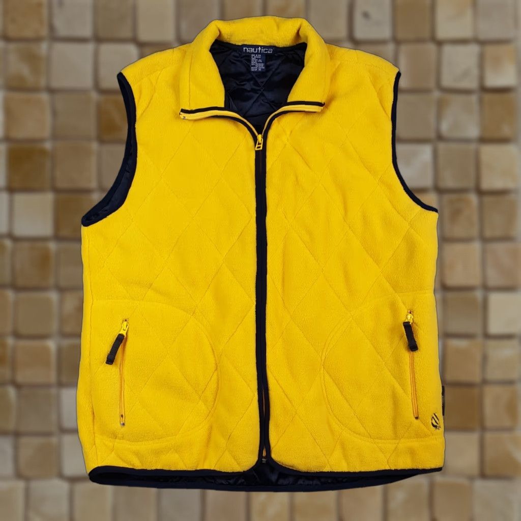 Nautica VINTAGE Nautica 90s Yellow Fleece Quilted Vest Men's Size L Windbreaker Jacket Size US L / EU 52-54 / 3 - 1 Thumbnail