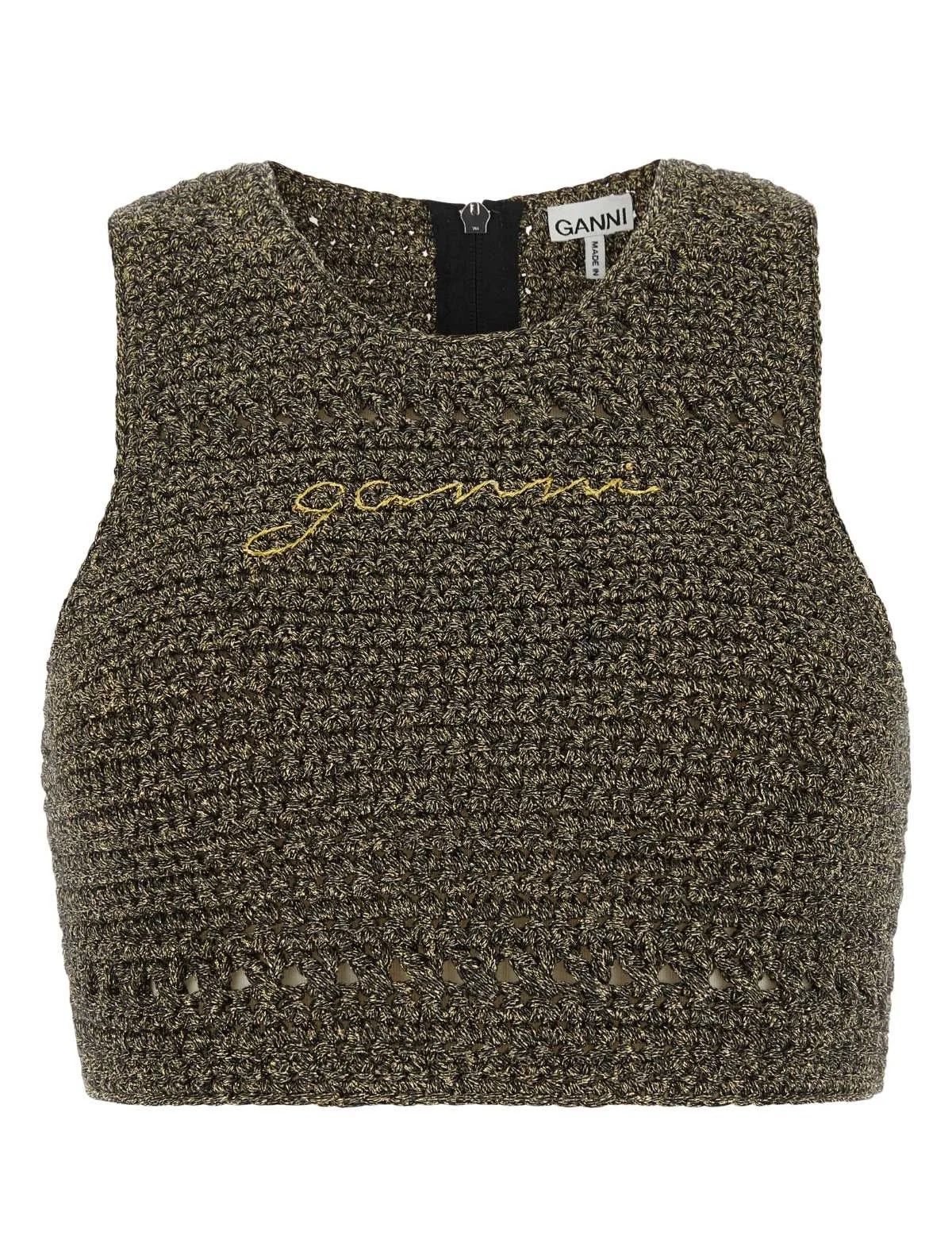 Ganni Ganni Floral Print Crew Neck Crop Top Size XS / US 0-2 / IT 36-38 - 1 Thumbnail