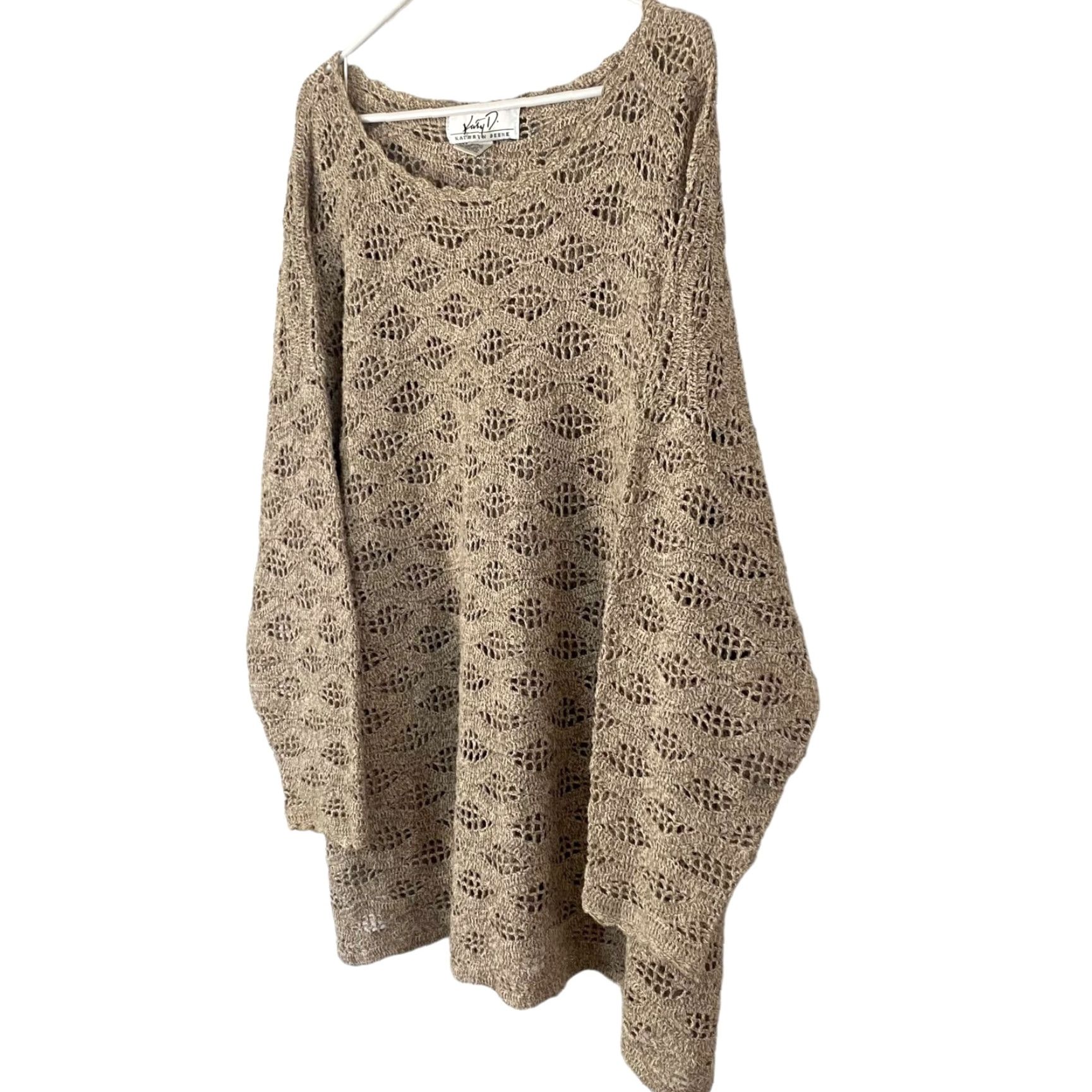 Vintage VINTAGE Kathryn Deene Crochet Knit Sweater Women’s Plus Size 22 Tan Pullover Breathable Casual Size 3XL / US 20-22 - 2 Thumbnail