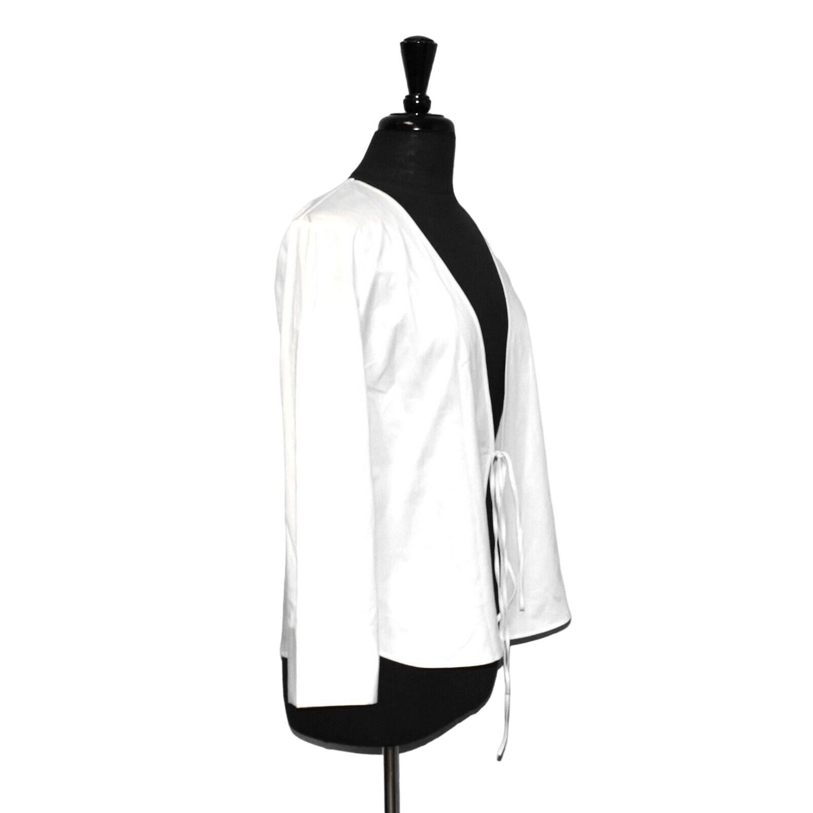 Club Monaco NEW CLUB MONACO White Cotton V-Neck Closure Blouse Top S/P Size S / US 4 / IT 40 - 2 Thumbnail