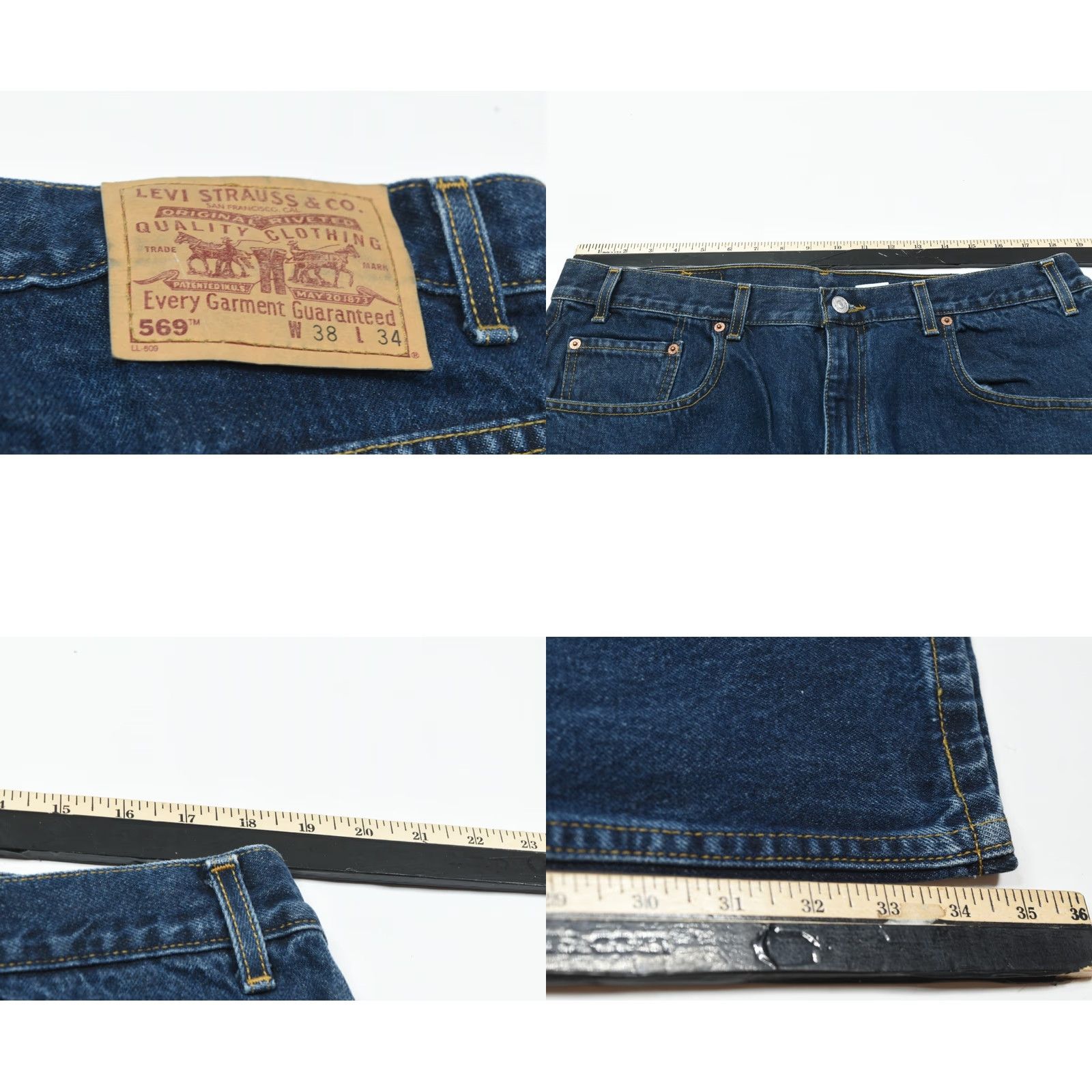Levi's VINTAGE Levi's 569 Jeans Mens 38x34 Blue Large Straight 100% Cotton Denim Muscle? (adjusted) Size US 36 / EU 52 - 8 Thumbnail