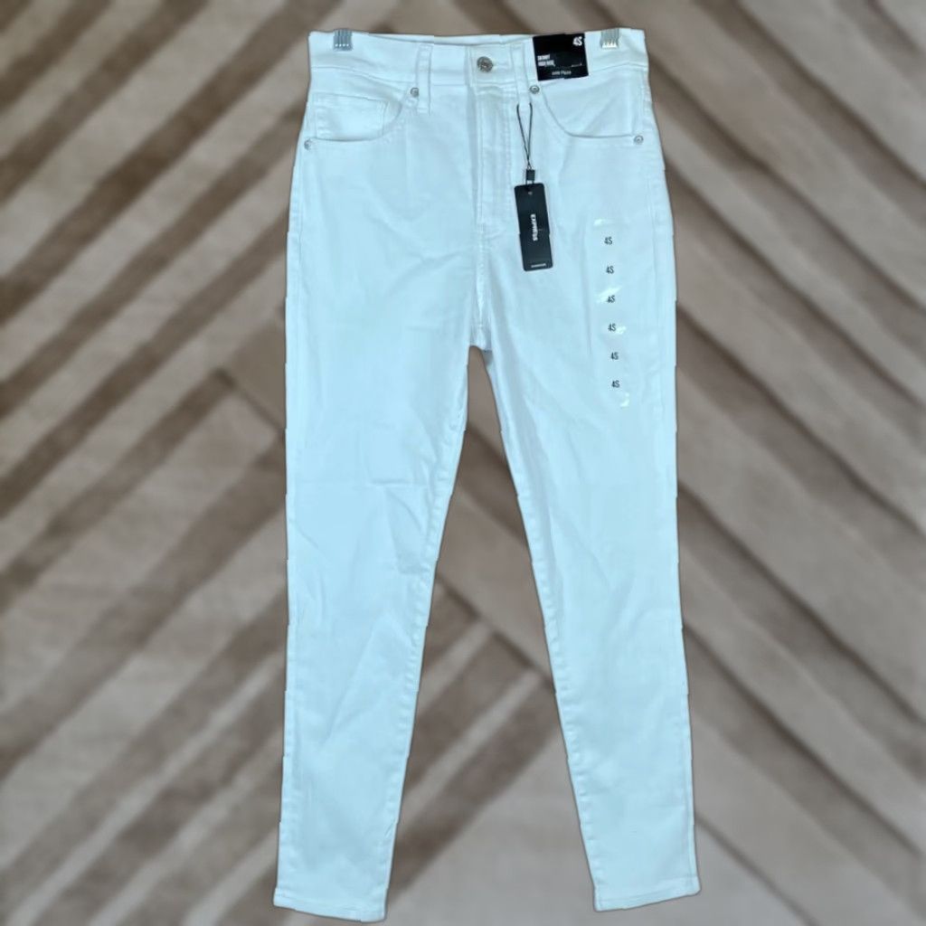 Express Express Jeans White Denim High Rise Skinny Hyper Stretch 4 Short Womens Size 27" / US 4 / IT 40 - 1 Thumbnail