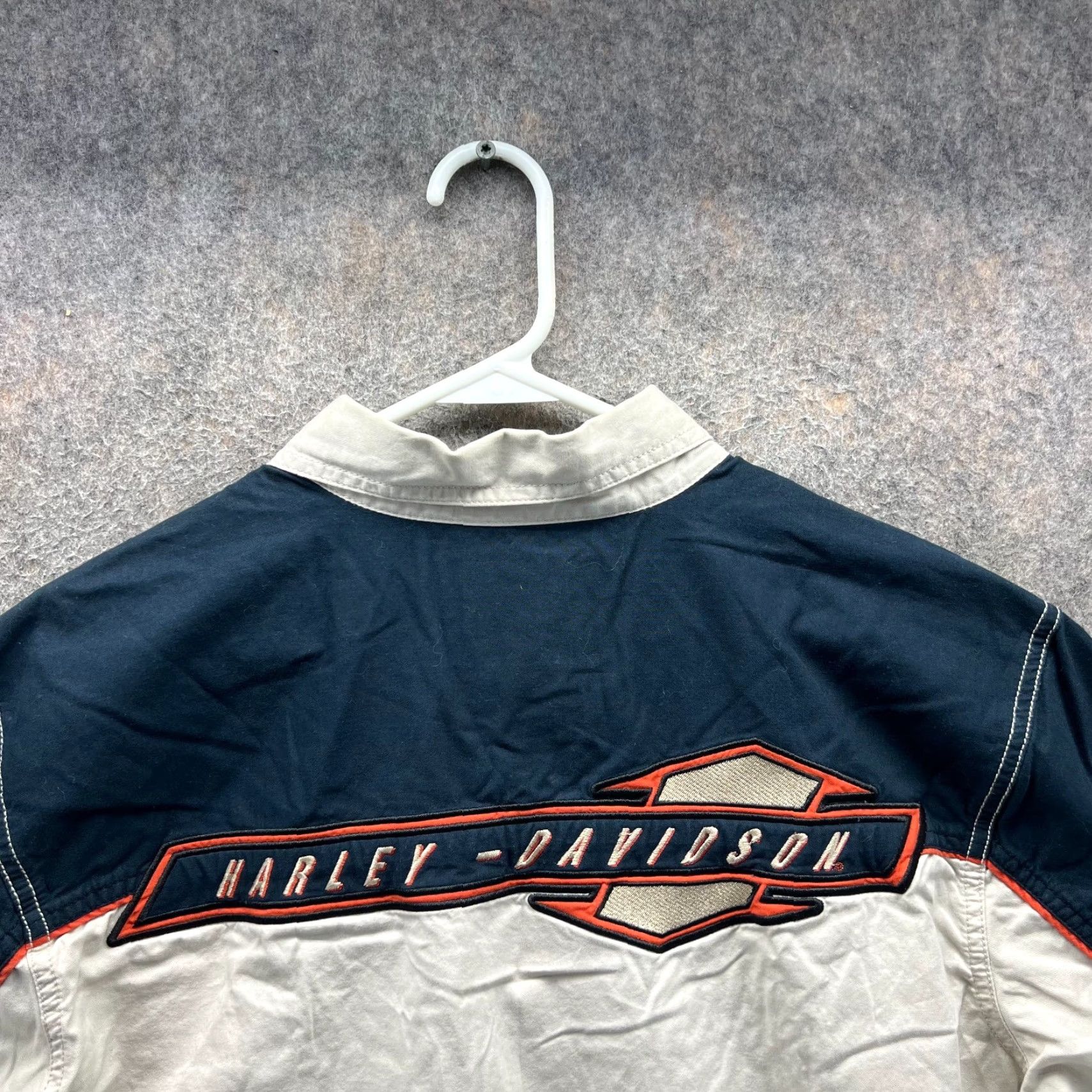 Harley Davidson VINTAGE Harley-Davidson Shirt Mens M Beige Button-Down Embroidered Jersey Mecanic Shirt Size US M / EU 48-50 / 2 - 3 Thumbnail