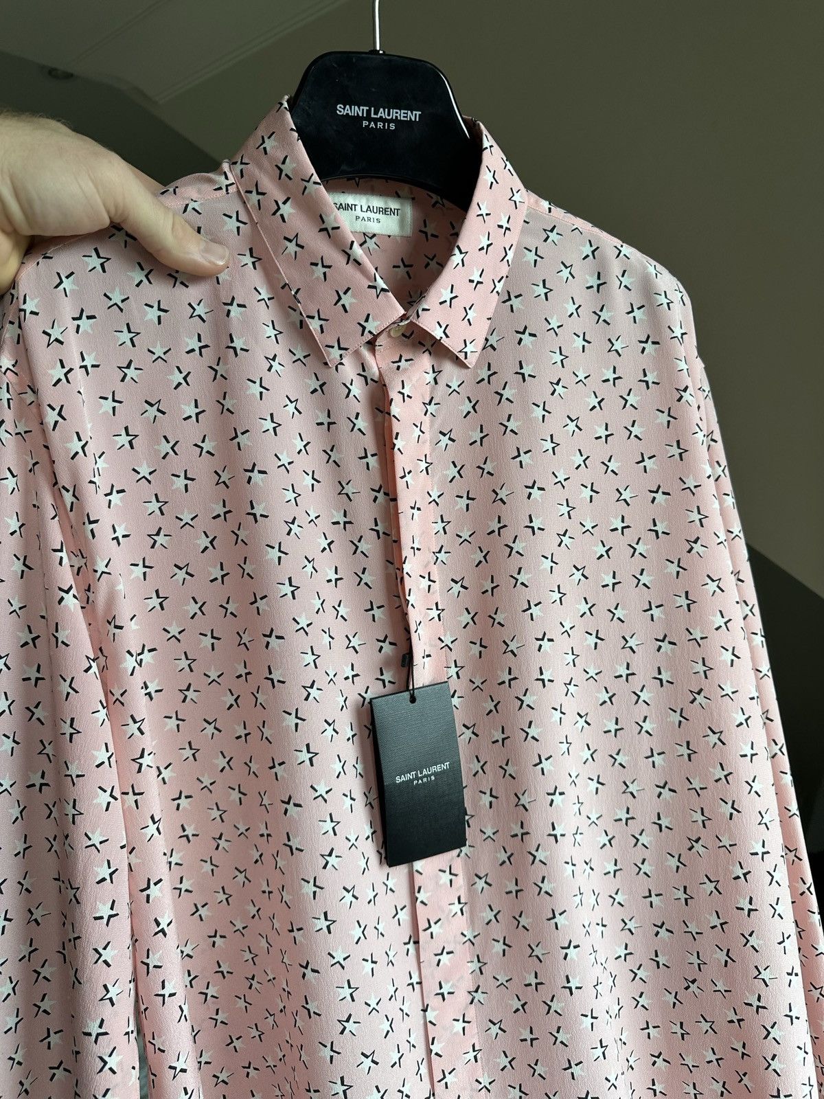 Saint Laurent Paris SS19 Saint Laurent star 💯% silk shirt 41 grail Size US L / EU 52-54 / 3 - 19 Thumbnail