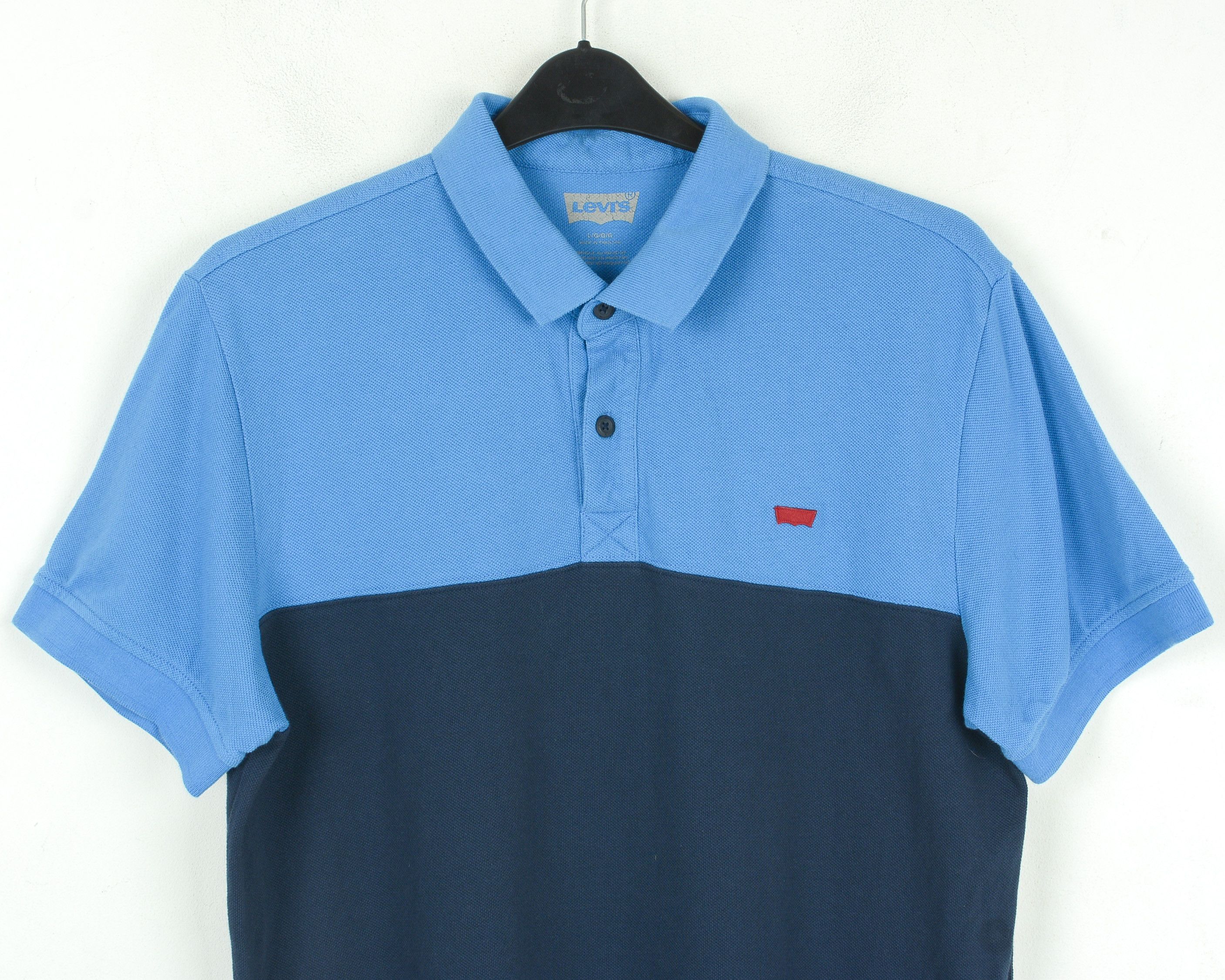 Levi's Polo Shirt Short Sleeve T-shirt Blue Cotton Formal Casual Size US L / EU 52-54 / 3 - 6 Thumbnail