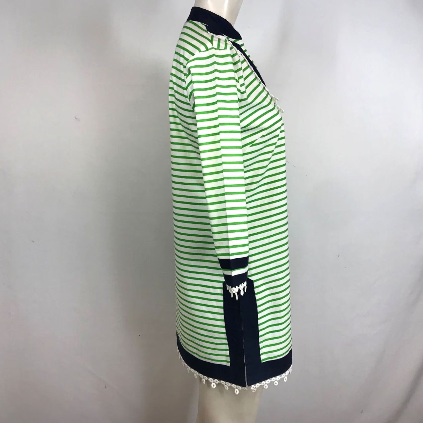 Vintage GRETCHEN SCOTT WOMEN'S SMALL V NECK TUNIC GREEN/WHITE Size S / US 4 / IT 40 - 4 Thumbnail