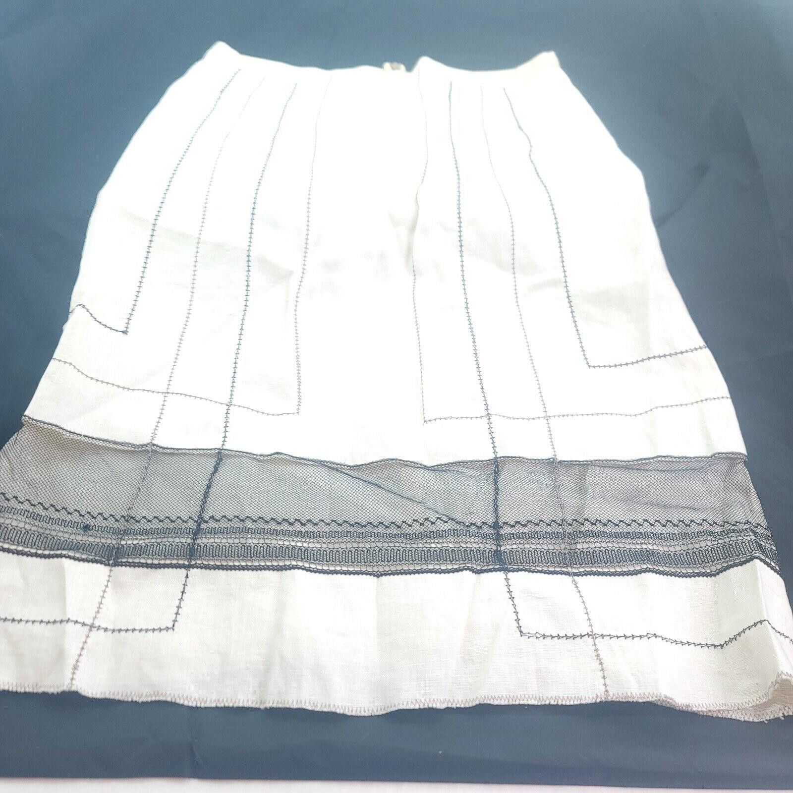 Designer Rozae Nichols Size Cream Black Pencil Skirt Size 28" / US 6 / IT 42 - 1 Thumbnail