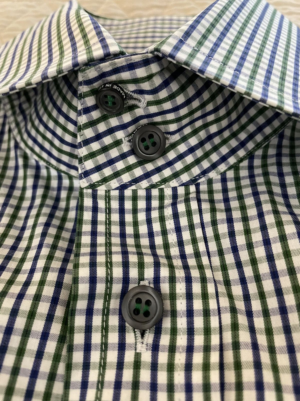 Small Check Print Spread Collar Shirt