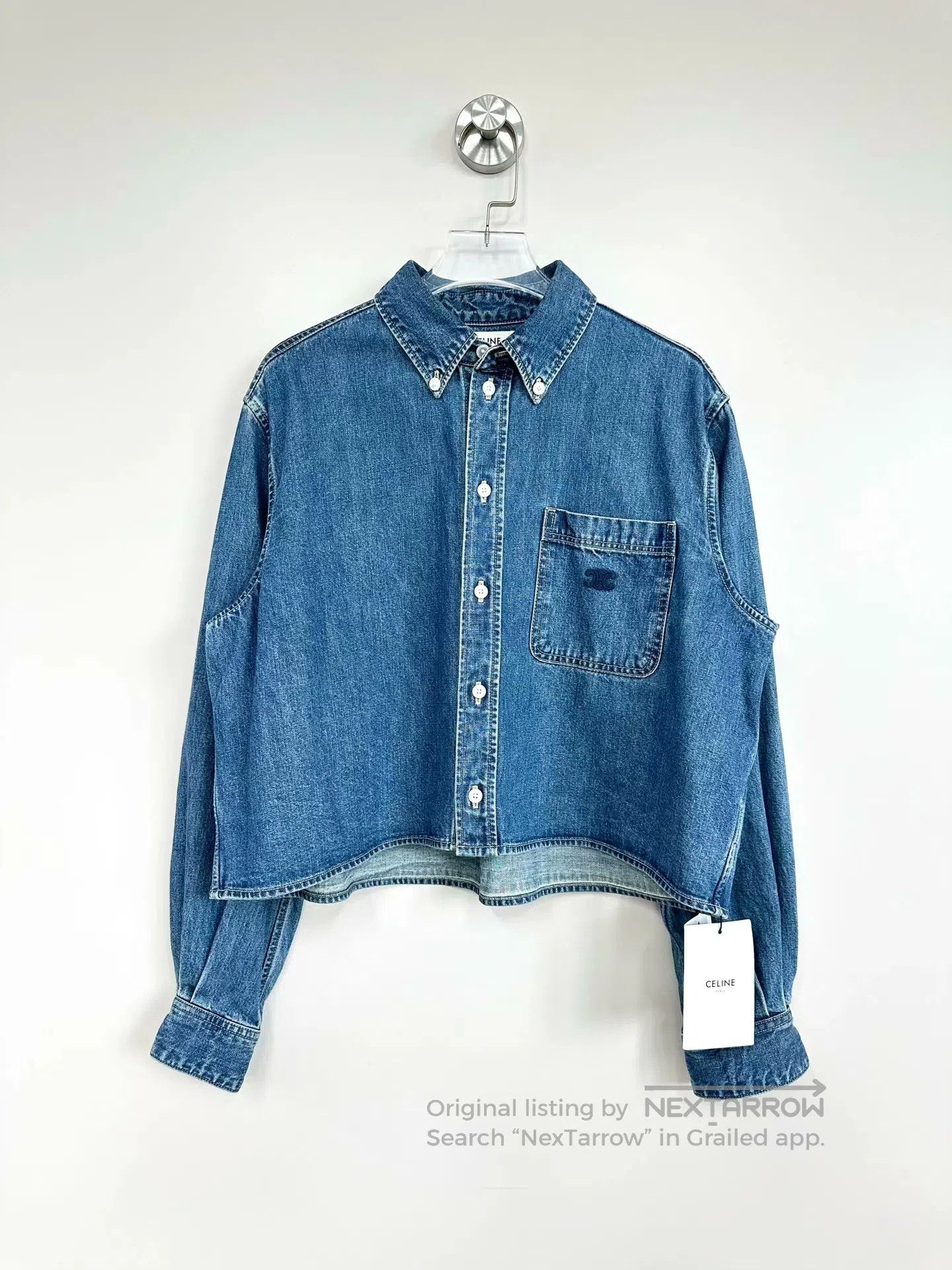 Celine CELINE Blue embroidered logo denim shirt| Size US L / EU 52-54 / 3 - 1 Thumbnail