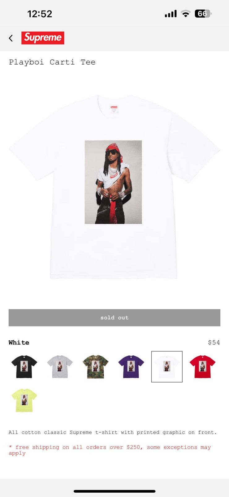 Supreme Supreme Playboi Carti Tee (White) Size US M / EU 48-50 / 2 - 1 Thumbnail