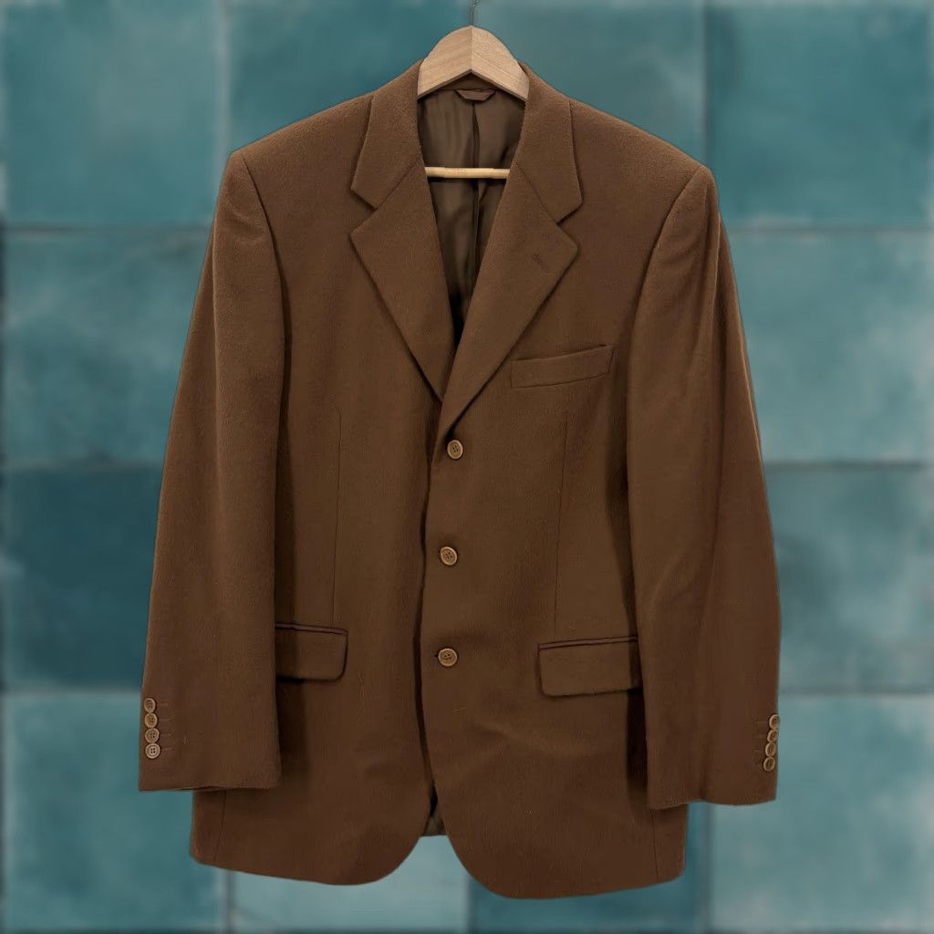 Vintage VINTAGE Flying Cross Sport Coat Jacket Mens 40R Brown Wool Cashmere 3 Button Notch Lapel Single-Breasted Italy Size US XXS / EU 40 - 1 Thumbnail