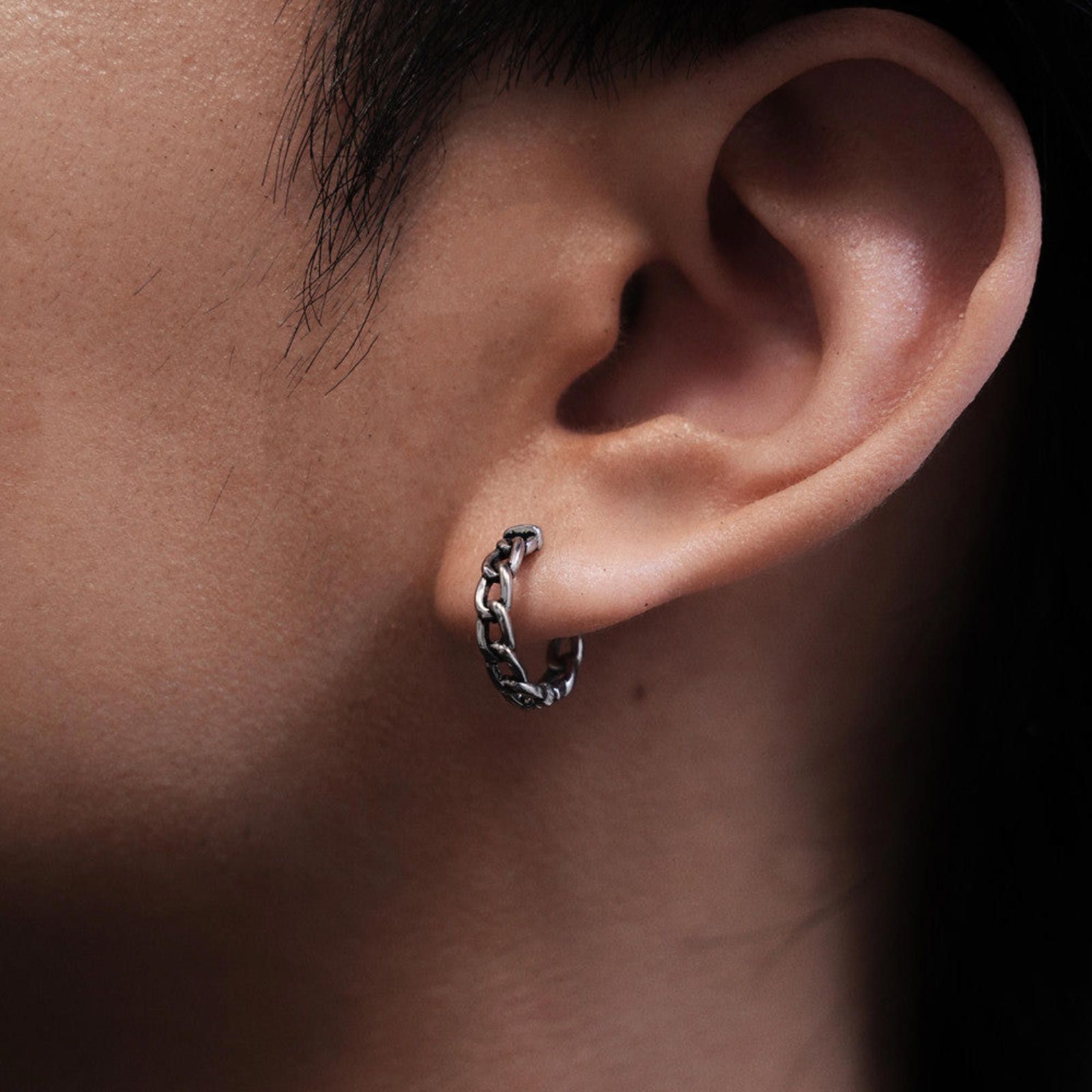 Jewelry Silver Chain Hoop Earrings Size ONE SIZE - 5 Thumbnail