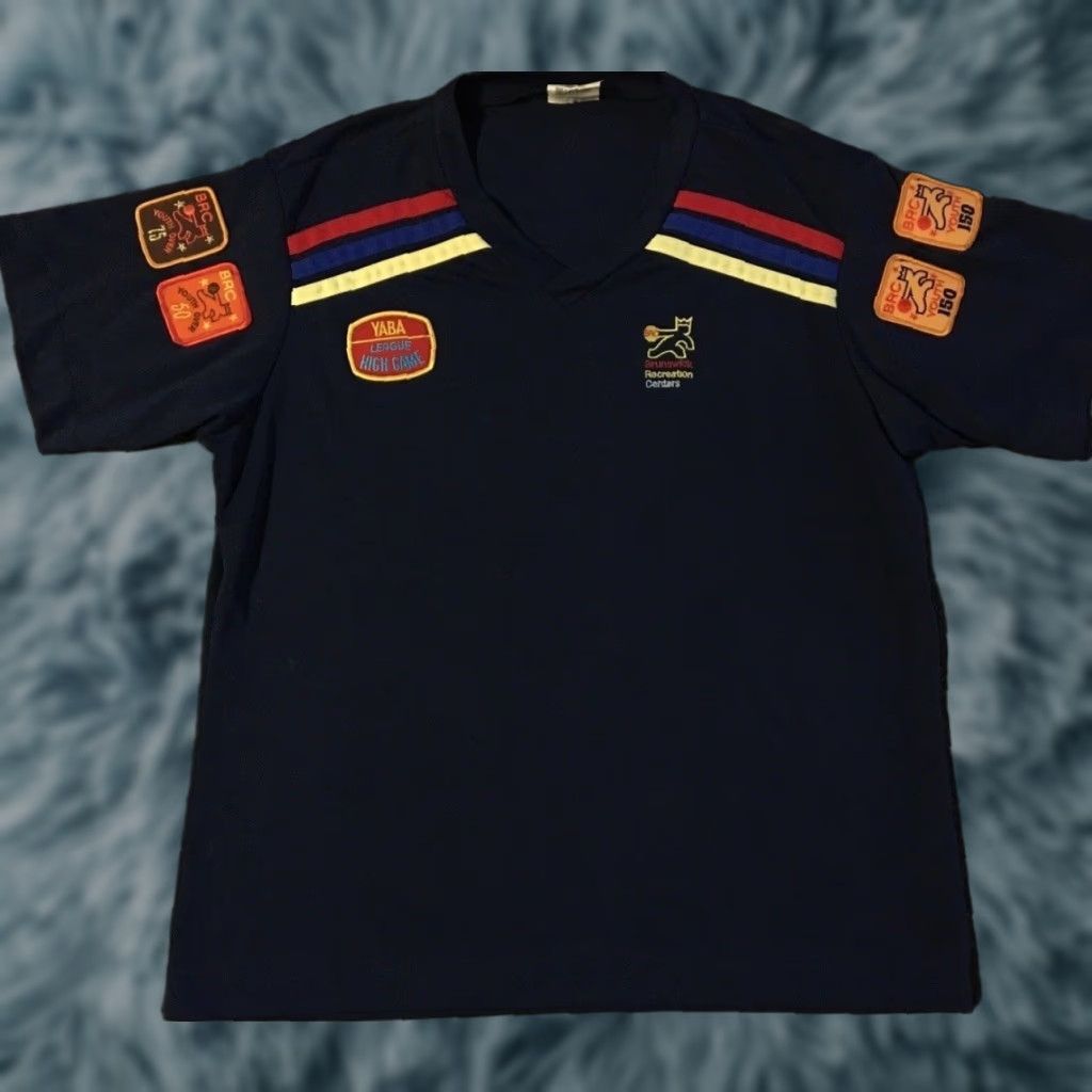 Vintage VINTAGE YABA Bowling League Shirt Striped 80s 70s USA M Blue Mens T-Shirt Short Sleeve Single Stitch Bar Grunge Rock Biker Size US M / EU 48-50 / 2 - 1 Thumbnail