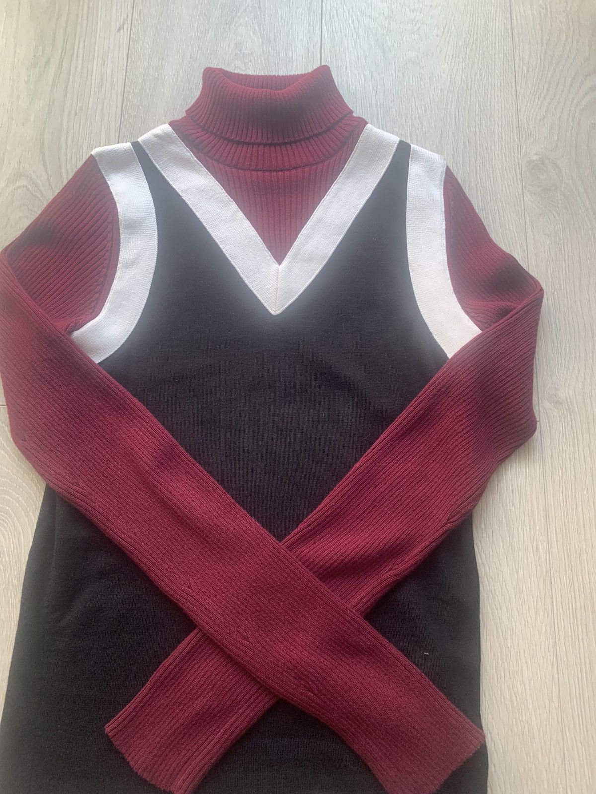 Tommy Hilfiger Tommy Hilfiger X Zendaya layered Black White Burgundy Neck Jumper, 4 size Size S / US 4 / IT 40 - 3 Thumbnail