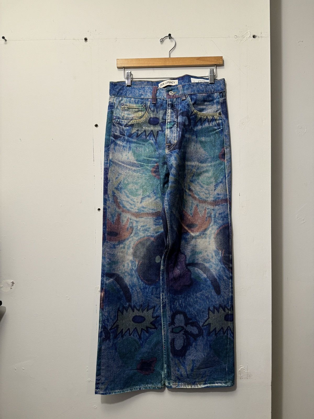 image of Our Legacy Third Cut Digital Chalk Flower Print Jeans 29, Men's