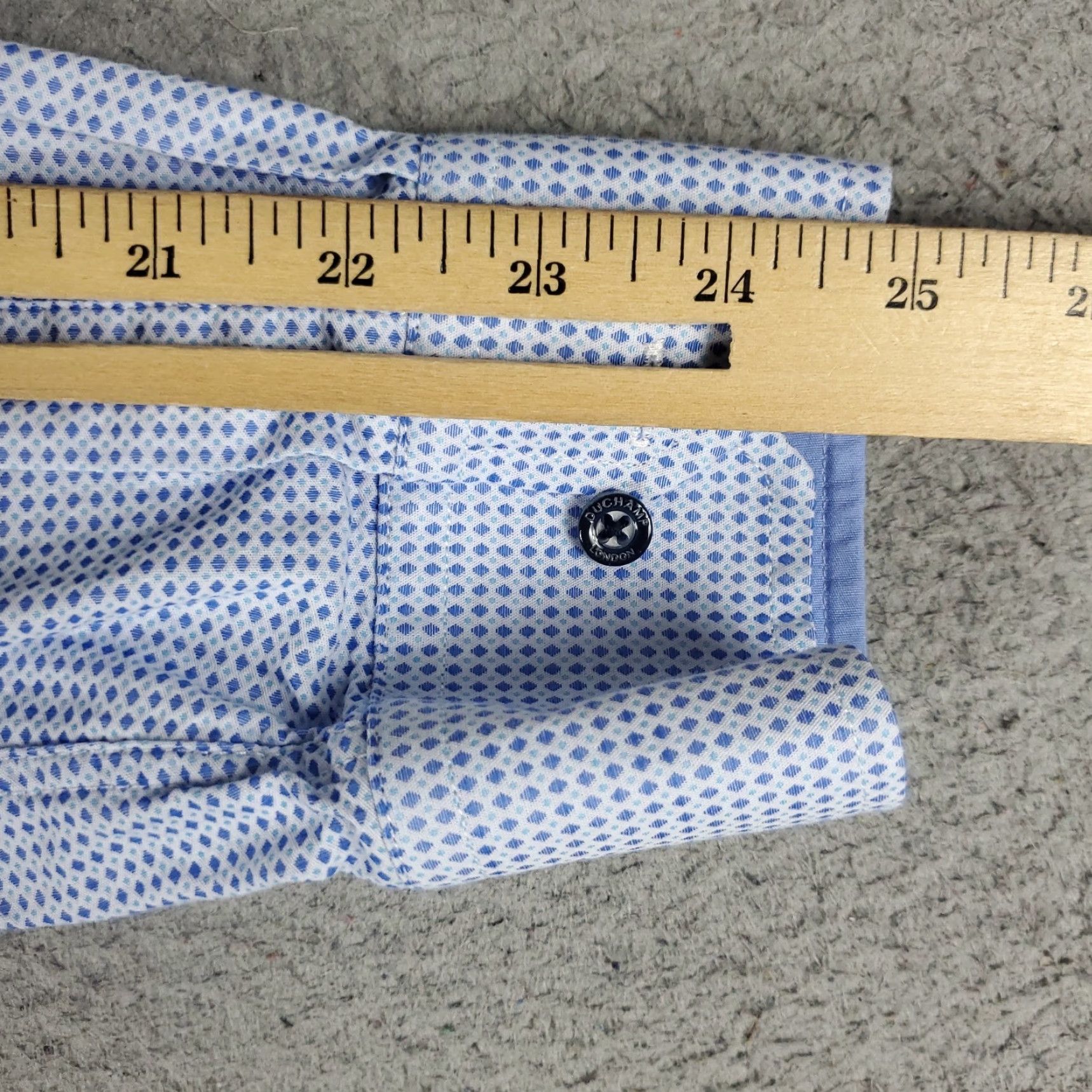 Vintage Duchamp Mens Dress Shirt Blue 17.5 XL Long Sleeve Button Up Collared 100% Cotton Size 46R - 6 Thumbnail