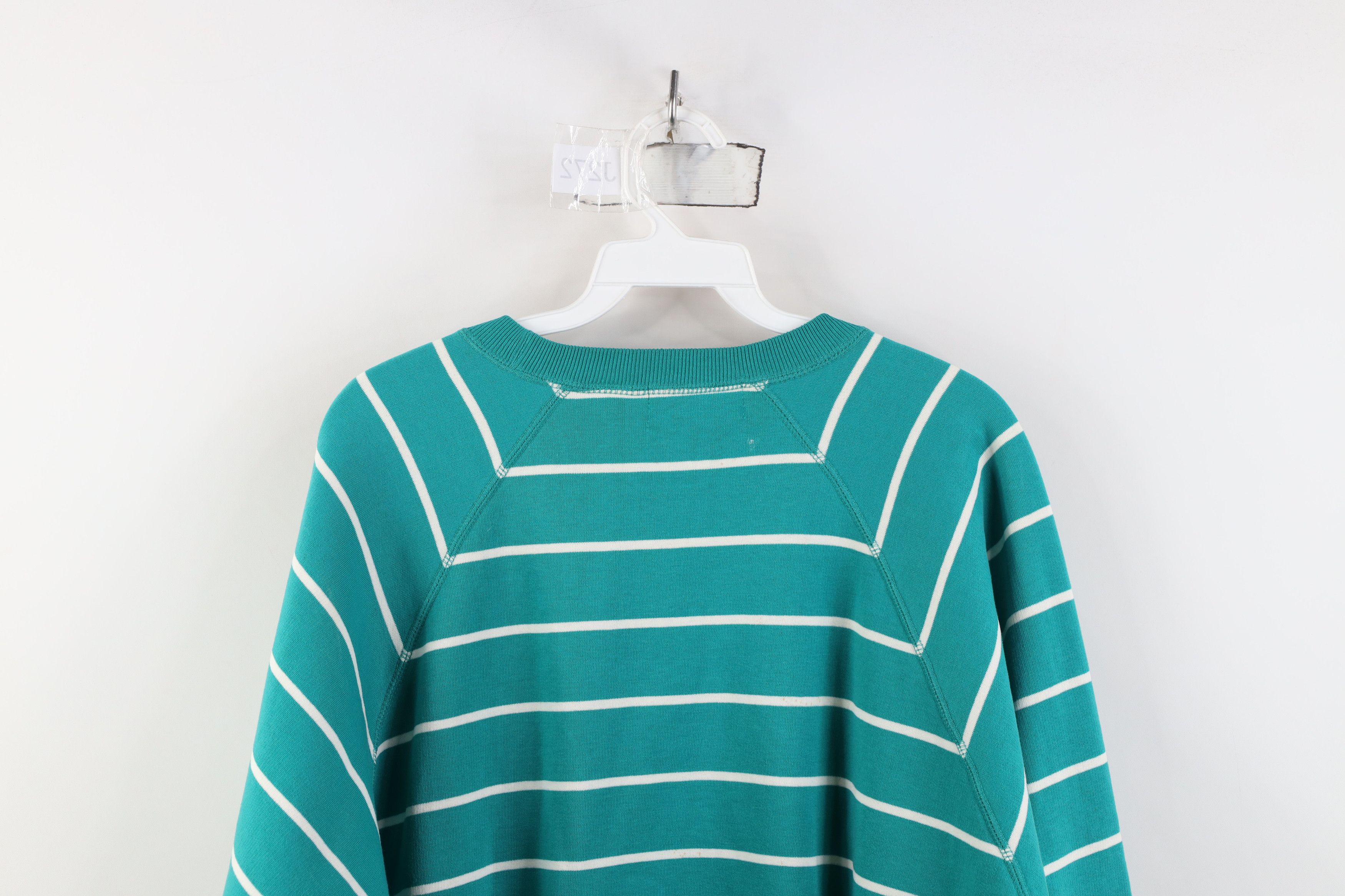 Eddie Bauer Vintage 90s Eddie Bauer Striped Crewneck Sweatshirt Teal Size L / US 10 / IT 46 - 11 Thumbnail