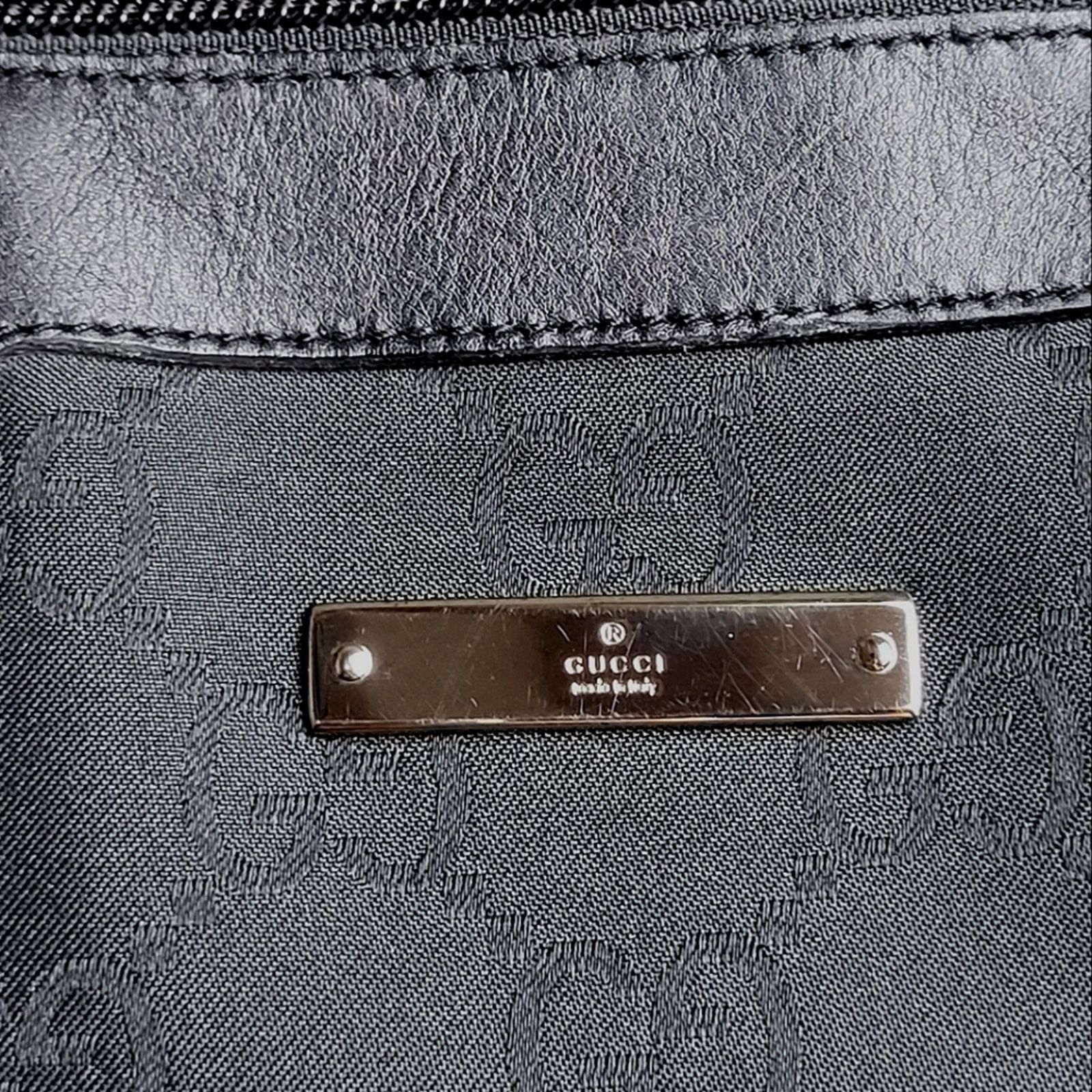 Gucci Gucci GG Nylon Leather Handbag Black Monogram Tote Bag Size ONE SIZE - 13 Thumbnail