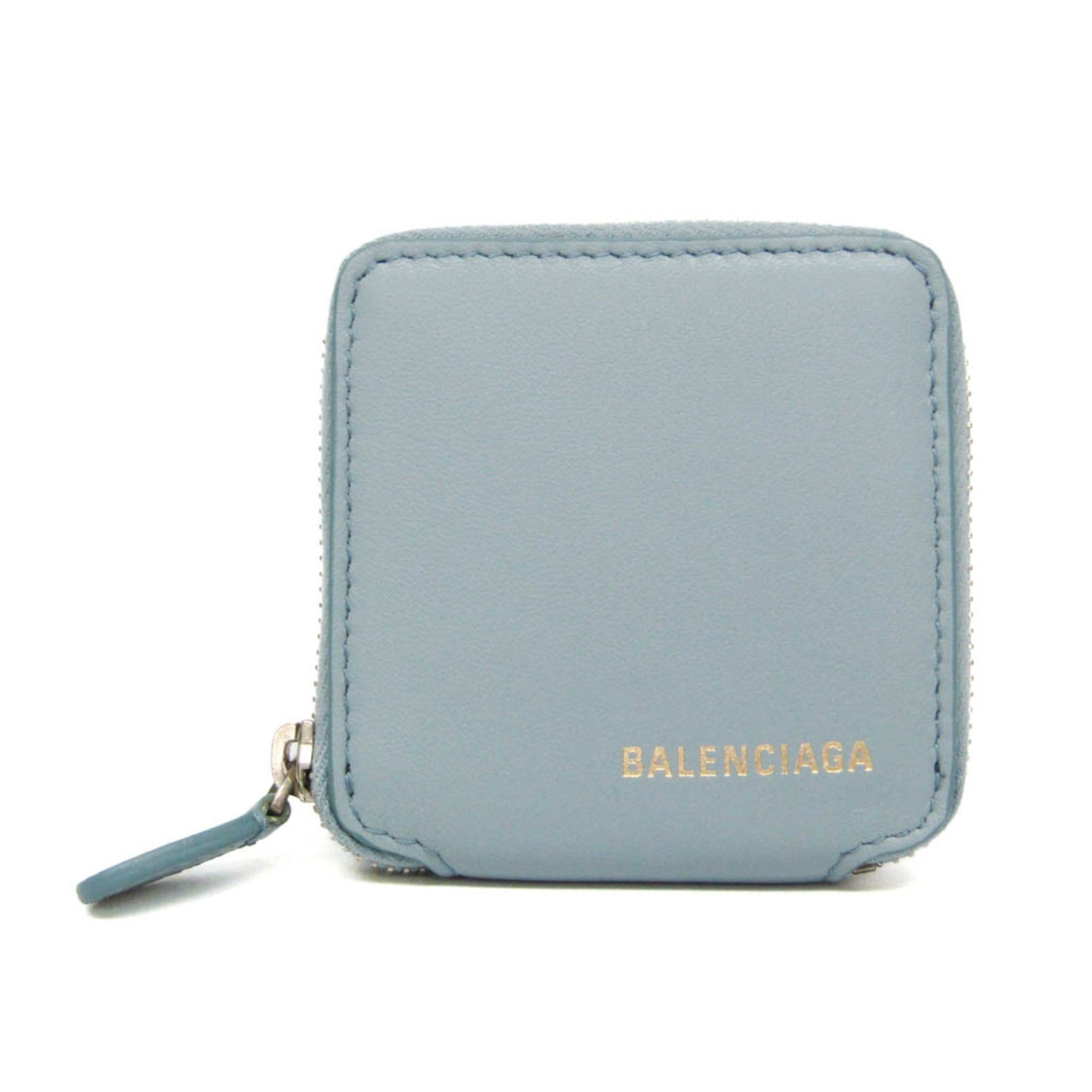 Balenciaga Balenciaga Ville 528926 Women,Men Leather Coin Purse/coin Case Light Blue Size ONE SIZE - 1 Thumbnail