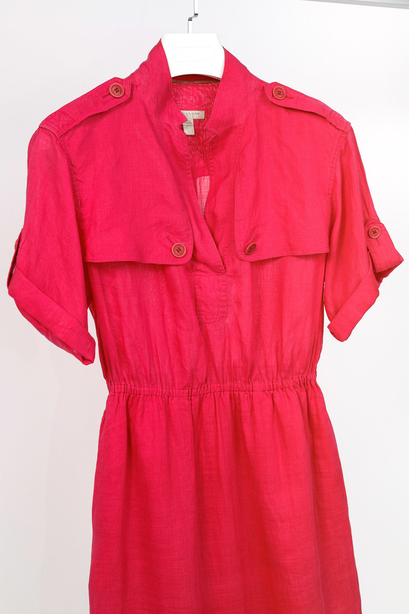 Burberry Burberry Brit Crimson Pink Ramie Trench Mini Dress Size M / US 6-8 / IT 42-44 - 3 Thumbnail