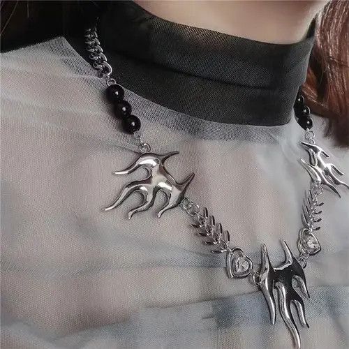 Other Metal Flame Stitching Pearl Necklace Size ONE SIZE - 1 Thumbnail