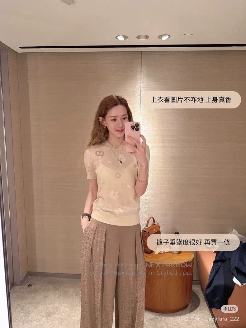 Hermes Hermes Women's Thin Wool Short Sleeve Sweater Beige Size XS / US 0-2 / IT 36-38 - 5 Thumbnail