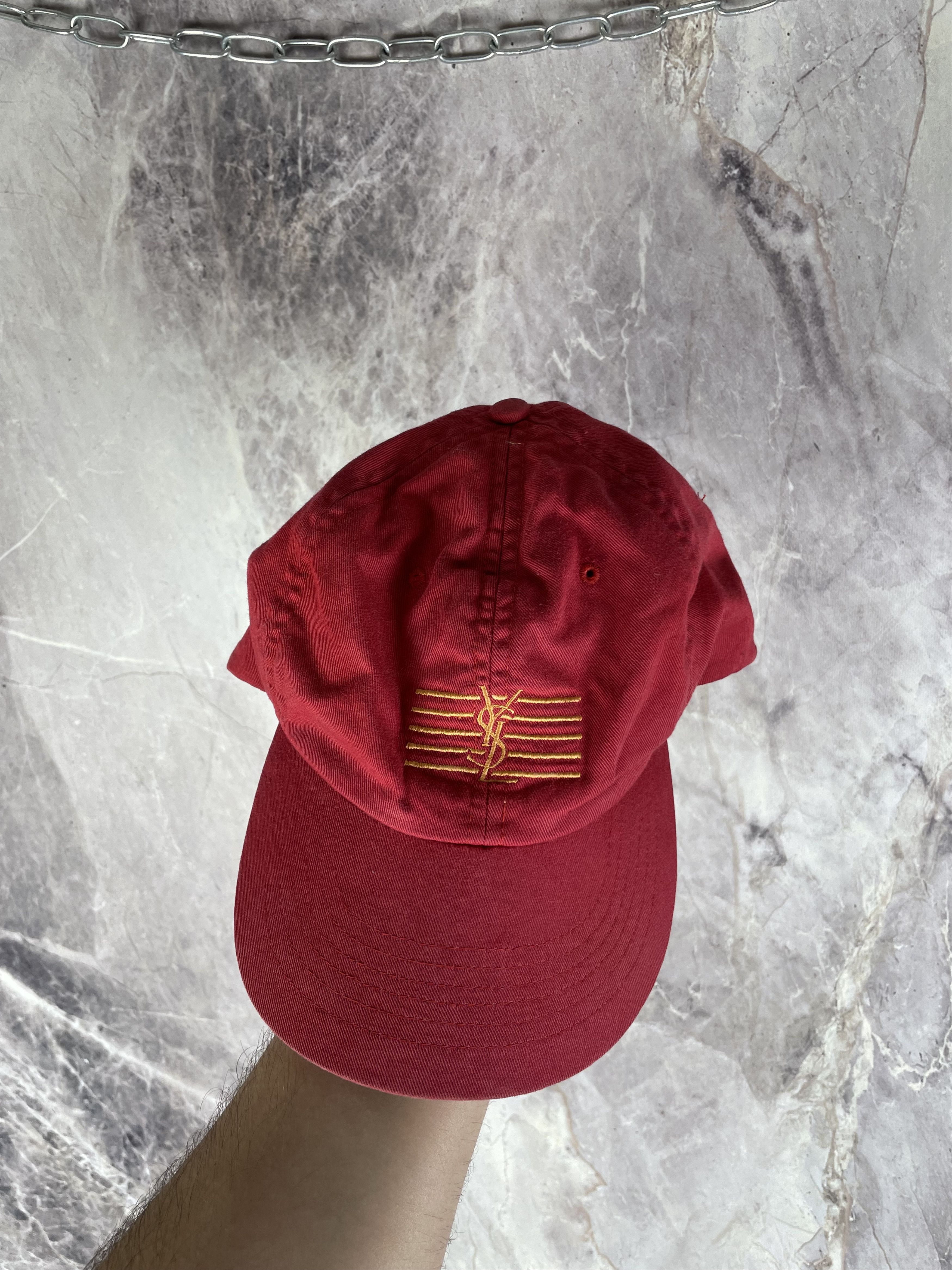 Yves Saint Laurent Vintage Yves Saint Laurent Red Cap Hat Logo Pour Homme YSL Size ONE SIZE - 2 Thumbnail