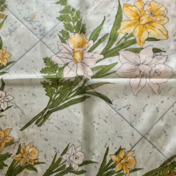 Vintage Vintage Blue Flower Scarf Handkerchief Size ONE SIZE - 2 Thumbnail