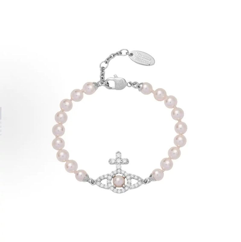 Vivienne Westwood Vivienne Westwood Silver Pearl Alloy Bracelet 0089 Size ONE SIZE - 1 Thumbnail