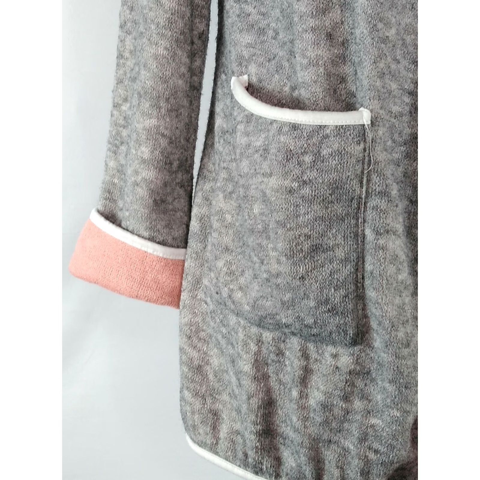 Vintage Helcarcii Cardigan Womens Size M Gray Open Front Knit Top Long Sleeve Pockets Size M / US 6-8 / IT 42-44 - 6 Thumbnail