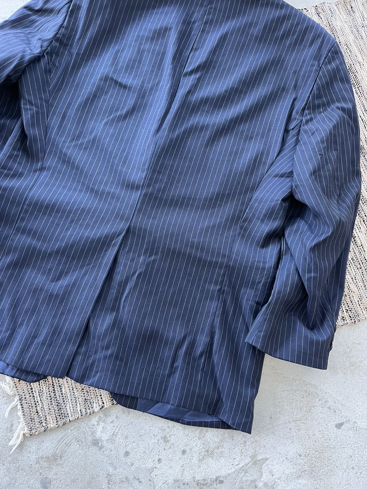 Polo Ralph Lauren Vintage Polo Ralph Lauren Navy Striped Blazer Avantgarde Y2K Size 44R - 14 Thumbnail