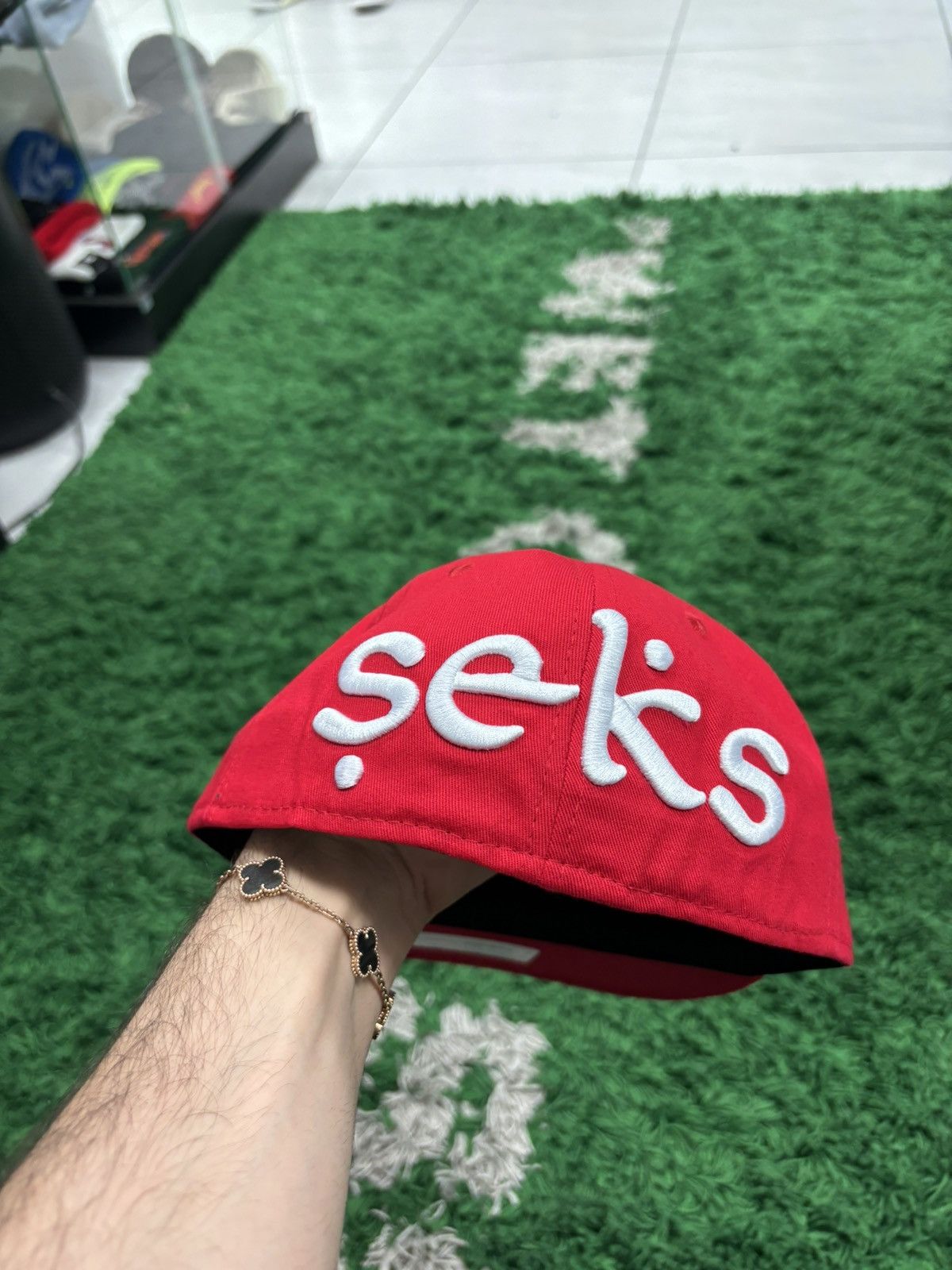 Other Seks fitted hat red white 7 5/8 Size ONE SIZE - 2 Thumbnail