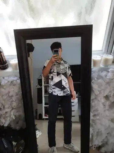 Other Hawaiian Shirt Men Fashion Flower Geometric Printed Shirt Size US XL / EU 56 / 4 - 3 Thumbnail