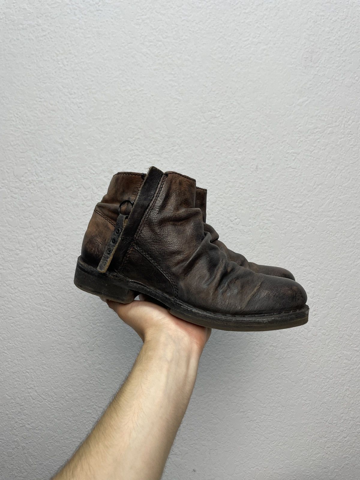 If Six Was Nine Vintage Italian AS 98 Rick Owens Style Leather Biker Boots Size US 5.5 / EU 38 - 3 Thumbnail
