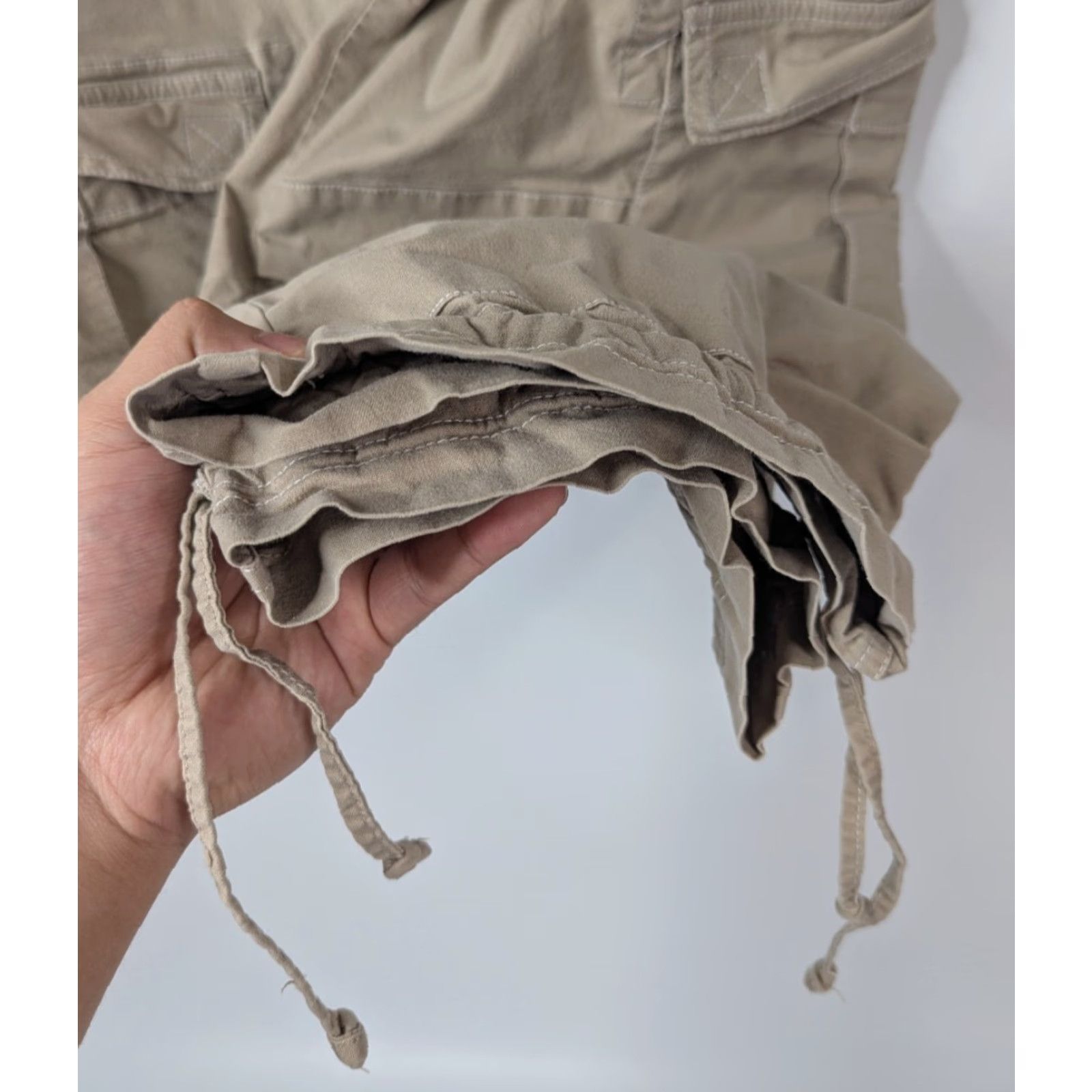 Prana prAna Capri Pants Women's L Khaki Tie Drawstring Outdoor Hiking Cargo Capris - Beige, Pockets, Stretch, Crop - Logo Size 36" / US 14 / IT 50 - 3 Thumbnail