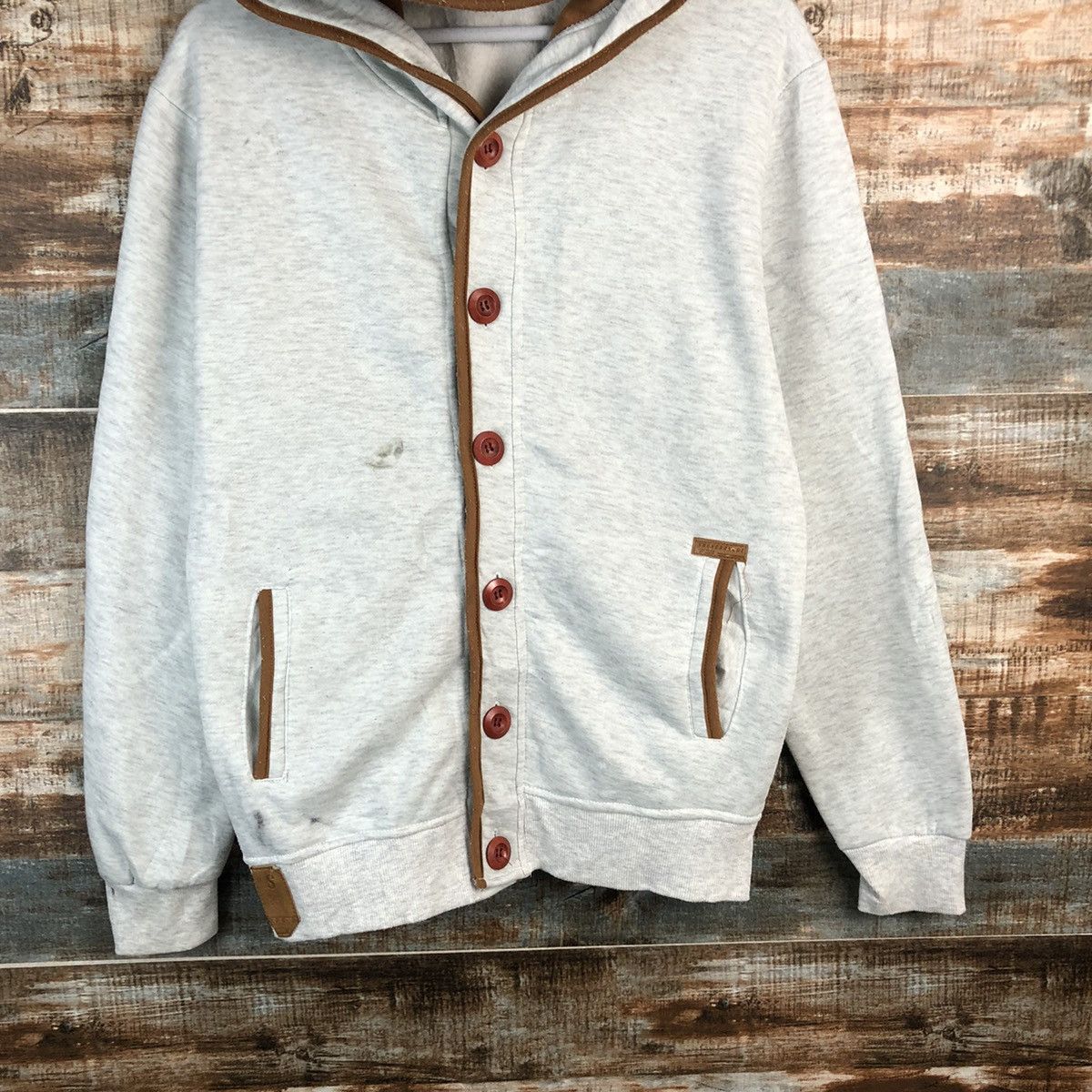 Japanese Brand Shengbangdi Grey Hoodie #1932 Size L / US 10 / IT 46 - 3 Thumbnail