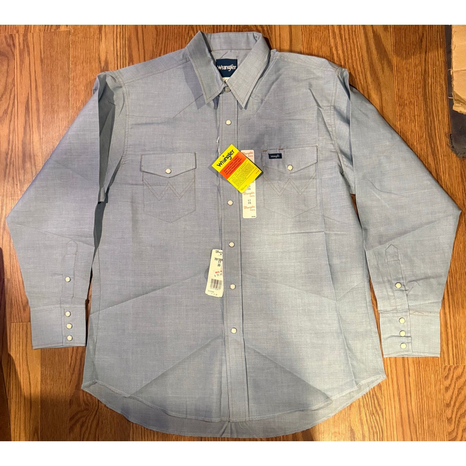 Wrangler Wrangler Western Pearl Snap Shirt – Light Blue Chambray NWT Size US XL / EU 56 / 4 - 1 Thumbnail