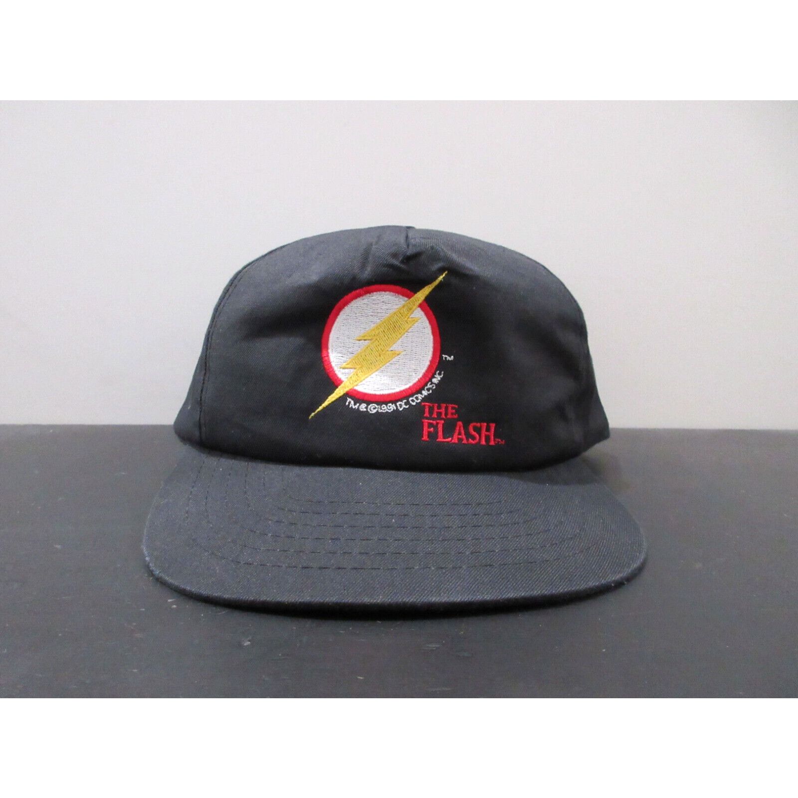 image of Vintage Flash Hat Cap Snap Back Black Dc Comics Tv Show Movie Super Hero Mens in White