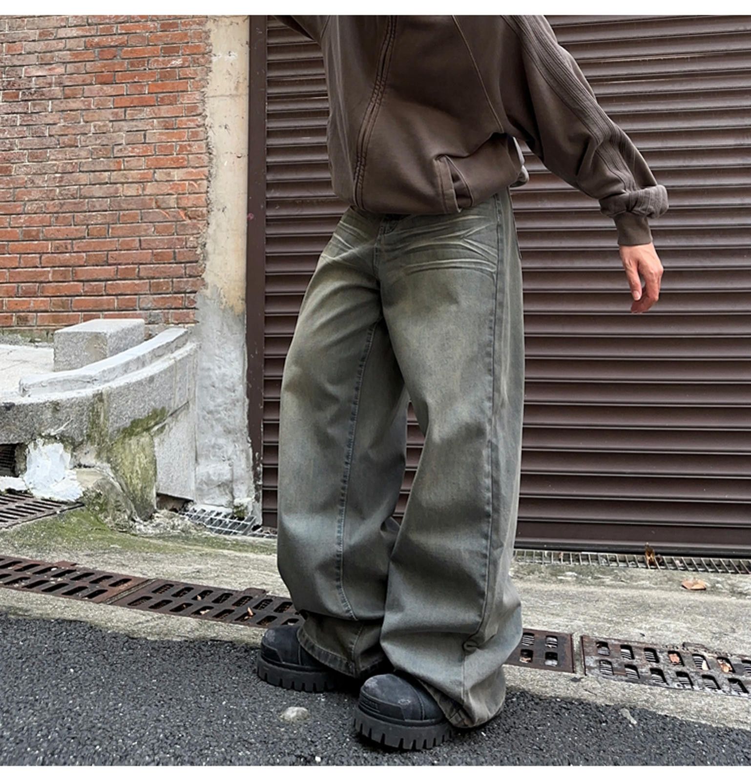 Jean × Vintage Stylish Wide-Legged Denim Pants - Urban Vintage Aesthetic Size US 32 / EU 48 - 5 Thumbnail