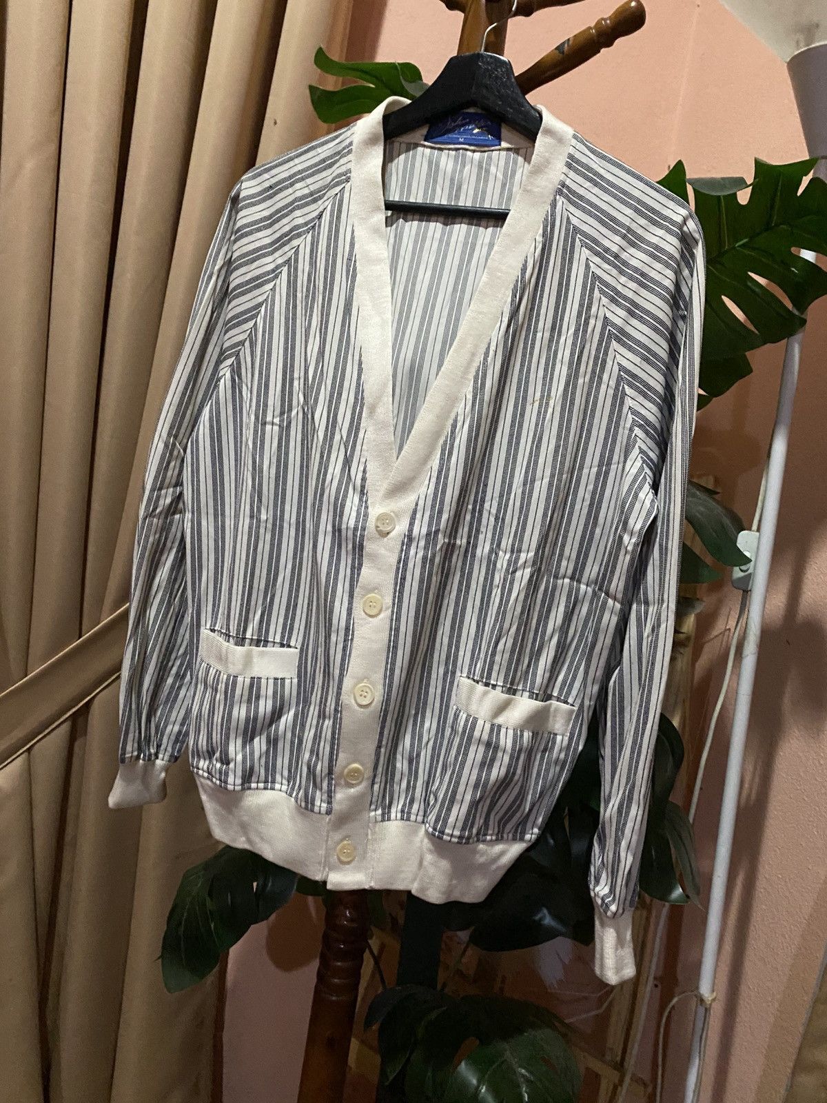 Vintage 70s John Miller Striped Button-Up Cardigan Jacket – Classic Size US M / EU 48-50 / 2 - 4 Thumbnail