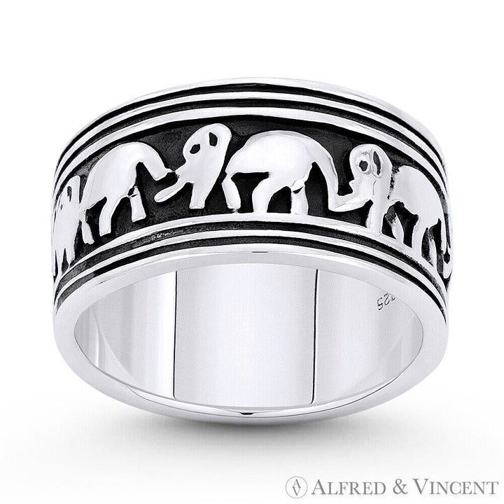 Other Elephant Herd Animal Charm Eternity Band Ring Size ONE SIZE - 1 Preview
