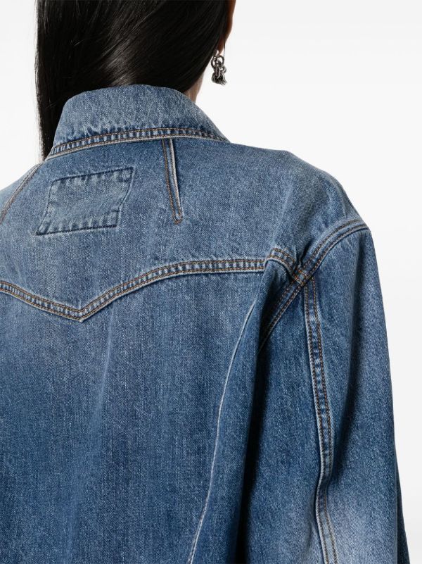 Alexander McQueen o1s22i1n1024 Denim Cocoon Jacket in Blue Size M / US 6-8 / IT 42-44 - 5 Thumbnail