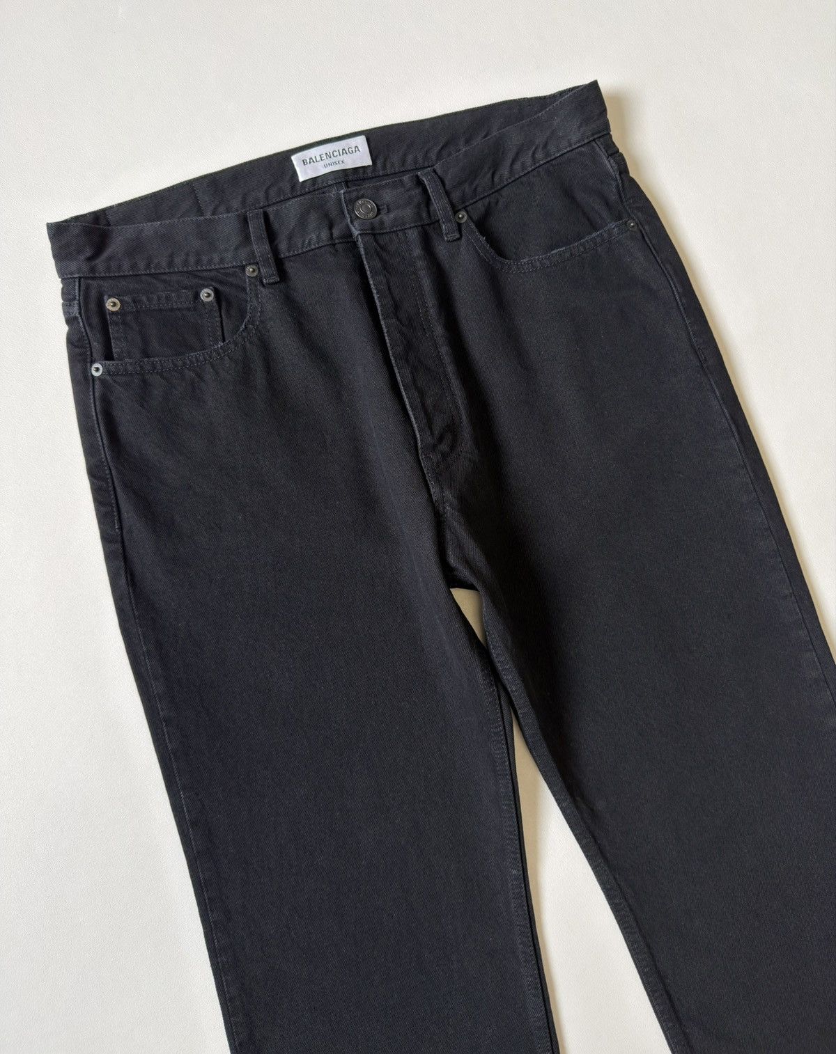 Balenciaga 2021 Washed Black Straight Leg Jeans Size US 34 / EU 50 - 2 Thumbnail