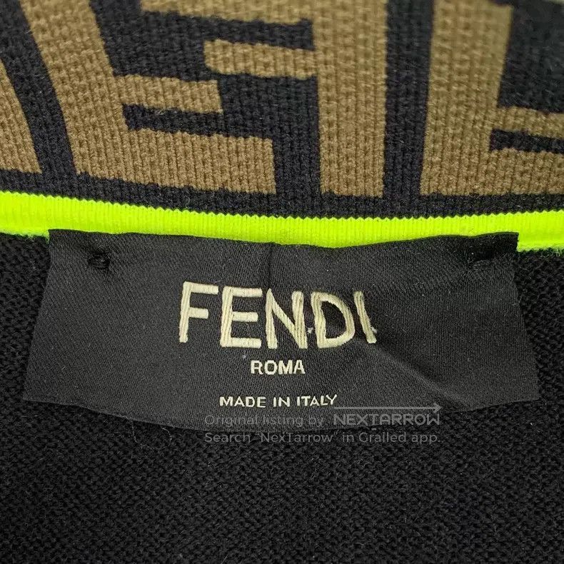 Fendi Fendi Black Collar Double F Wool Crewneck Long Sleeve Knit Size US M / EU 48-50 / 2 - 6 Thumbnail