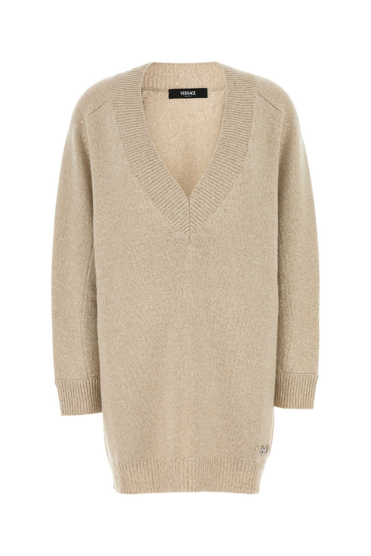 Versace Melange Beige Wool Blend Sweater Dress Size M / US 6-8 / IT 42-44 - 1 Thumbnail